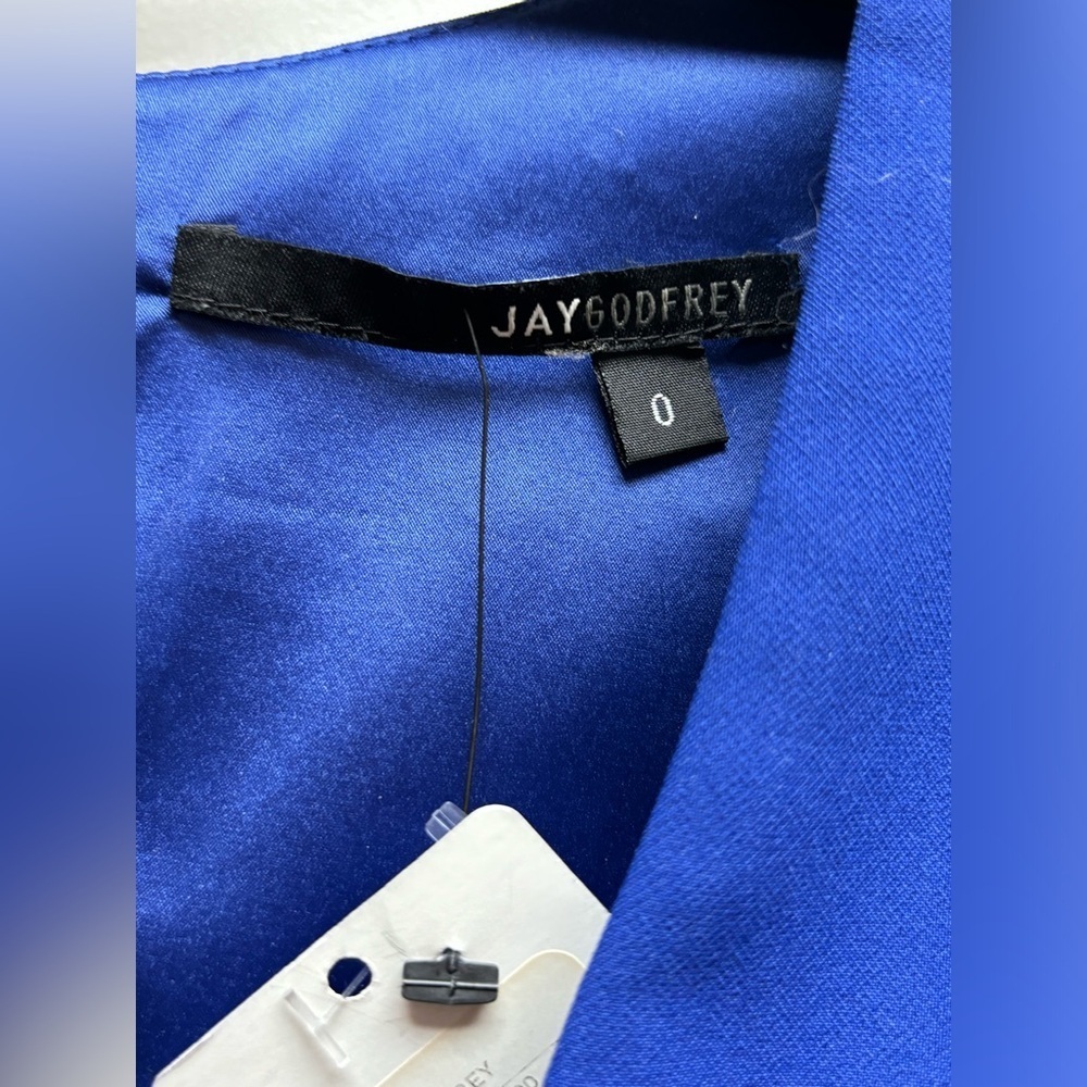 Jay Godfrey NWT Blue mini cocktail dress with plunge v neckline and side cutouts - Picture 5 of 10